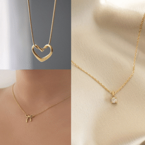 3Pcs Stylish Heart, Bow, Pearl Pendant Necklace Jewelry Set